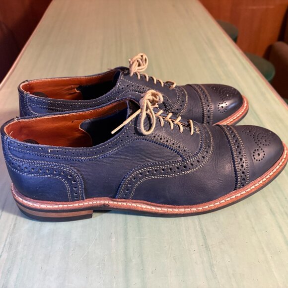 Mens Allen Edmonds Standmok Blue Cap-toe Oxford With Daninte Rubber Sole 11 D main image 7